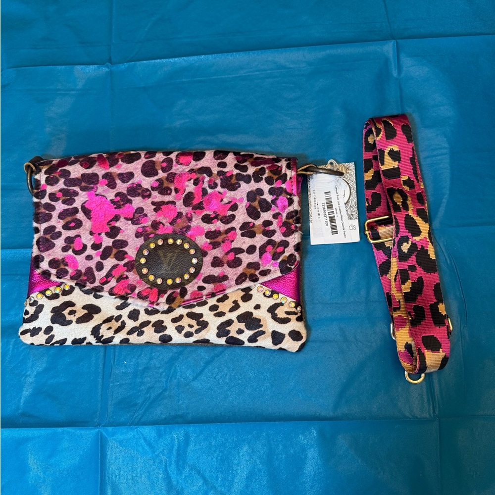 Leopard Print Crossbody Bag in Pink and Cream